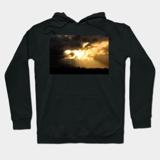 Dark and light late evening sunburst over Stirlingshire, Scotland Hoodie